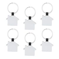 Sleutelhanger met klein huisje - 6x - zilver - metaal - 3.5 x 3 cm - eigen huis/nieuw huis Sleutelhanger met klein huisje - 6x - zilver - metaal - 3.5 x 3 cm - eigen huis/nieuw huis