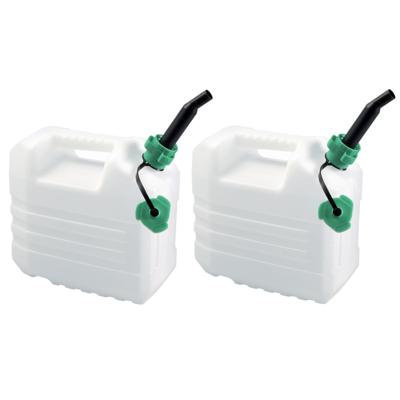 EDA Jerrycan - 2x stuks - kunststof - zwart - voor brandstof - 10L - L32 x B18 x H30 cm - benzine /