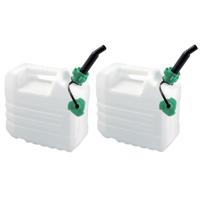 EDA Jerrycan - 2x stuks - kunststof - zwart - voor brandstof - 10L - L32 x B18 x H30 cm - benzine /