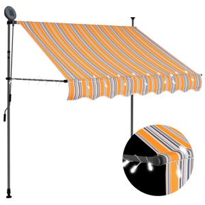 VidaXL Luifel handmatig uitschuifbaar met led 200 cm geel en blauw
