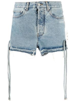 Off-White short en jean à détails noués - Bleu