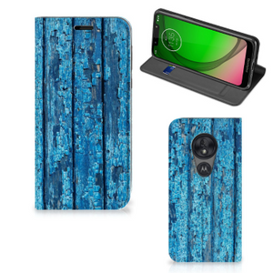 Motorola Moto G7 Play Book Wallet Case Wood Blue