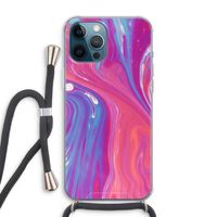Paarse stroom: iPhone 12 Pro Max Transparant Hoesje met koord