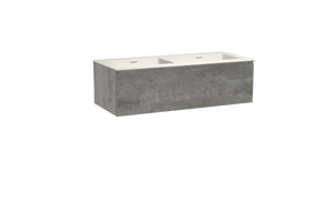 Storke Edge zwevend badmeubel 120 x 52 cm beton donkergrijs met Mata dubbele wastafel in solid surface