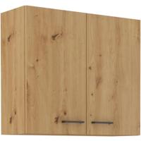 Hoge kast - MODENA - 80 cm - Ambachtelijk eiken en mat zwart - CUISINIER
