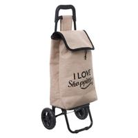 Boodschappentrolley Shopping - jute beige - 34 x 28 x 91 cm - 33 liter - extra groot