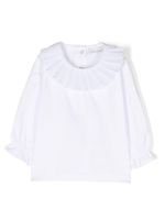 Patachou blouse en coton stretch à col volanté - Blanc