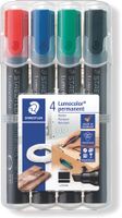 Staedtler Lumocolor 350, permanent marker, schuine punt, 2 - 5 mm, etui van 4 stuks in geassorteerde kleu