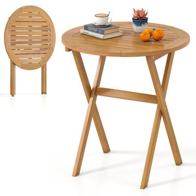 Tuintafel met een Diameter van 67 cm Ronde Balkontafel van Acaciahout Opvouwbare Bijzettafel met X-vormig Frame Draagvermogen tot 80 kg