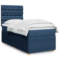 Boxspring met matras stof blauw 90x200 cm