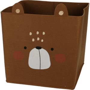 Opbergmand/kastmand vilt kinderkamer - dieren thema beer - 32 x 32 x 32 cm