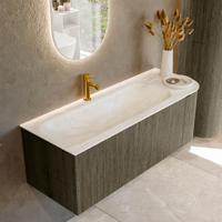 Badmeubel Mondiaz Kurve-Dlux | 125 cm cm | Meubelkleur Shadow | Wastafelkleur Ostra | Solid surface | Wasbak links zijde spoelbak | 1 kraangat