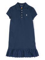 Ralph Lauren Kids robe en coton à logo brodé - Bleu - thumbnail