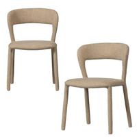 BePureHome Noble Eetkamerstoelen - Polyester - Zand - Set van 2