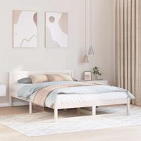 Bedframe met hoofdeinde Wit 140 x 200 cm Massief grenenhout