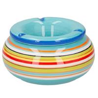 Storm asbak - blauw/multi-kleur - 13 x 7 cm - keramiek - terras/buiten asbak - tuinasbak