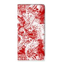 Mobiel BookCase Samsung Galaxy A21s Angel Skull Rood