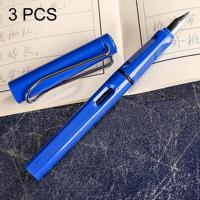 3 PC's School Office Extra fijn Titanium legering Nib transparante zuiger fontein Pen(Blue) willekeurige levering (0.5mm/0.38mm Nib)