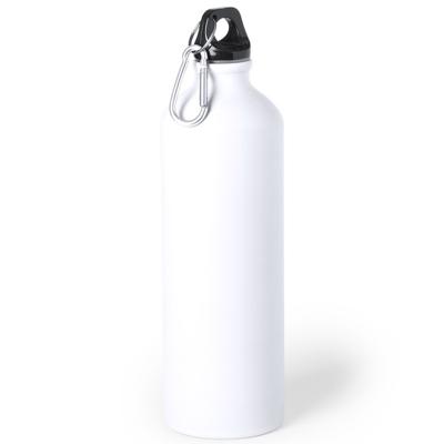 Drinkfles Thor - wit - aluminium - schroefdop - 800 ml - met karabijnhaak