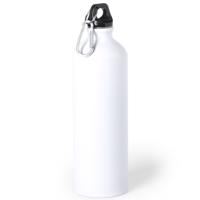 Drinkfles Thor - wit - aluminium - schroefdop - 800 ml - met karabijnhaak