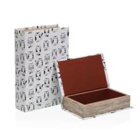 Decoratieve Doos Versa Canvas Hout MDF Boek Kat