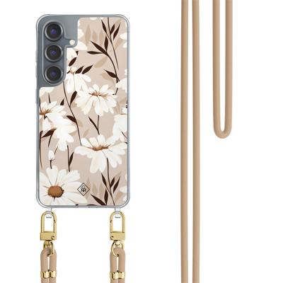 Samsung Galaxy S25 hoesje met beige koord - In bloom