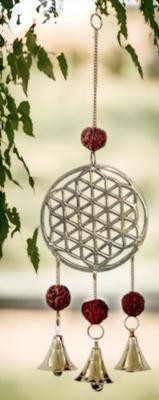 Windbel Bloem des Levens met Rudraksha zaden - Spiritualiteit - Spiritueelboek.nl