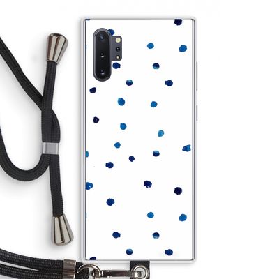 Blauwe stippen: Samsung Galaxy Note 10 Plus Transparant Hoesje met koord