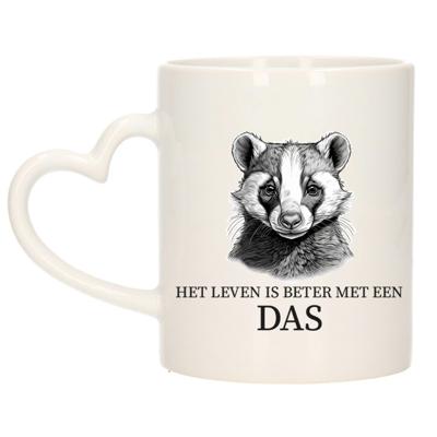 Cadeau mok voor de familie Das - het leven is beter met - hart oor - keramiek - 300 ml Cadeau mok voor de familie Das - het leven is beter met - hart oor - keramiek - 300 ml