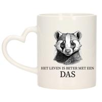 Cadeau mok voor de familie Das - het leven is beter met - hart oor - keramiek - 300 ml