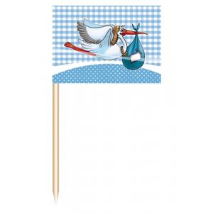 Cocktailprikkers geboorte jongen - 50x st - prikkertjes - kraamversiering/babyshower