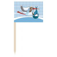 Cocktailprikkers geboorte jongen - 50x st - prikkertjes - kraamversiering/babyshower