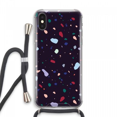 Dark Rounded Terrazzo: iPhone XS Max Transparant Hoesje met koord