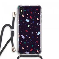 Dark Rounded Terrazzo: iPhone XS Max Transparant Hoesje met koord Dark Rounded Terrazzo: iPhone XS Max Transparant Hoesje met koord