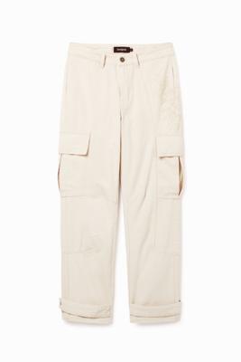 Geborduurde cargobroek - WHITE - 36