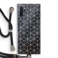 Zwart-witte kubussen: Samsung Galaxy Note 10 Plus Transparant Hoesje met koord