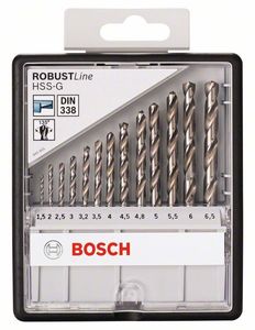 Bosch Accessoires 13-delige Robust Line metaalborenset HSS-G, 135° 1,5; 2; 2,5; 3; 3,2; 3,5; 4; 4,5; 4,8; 5; 5,5; 6; 6,5 mm, 135° 13st - 2607010538