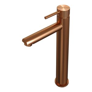 Wastafelmengkraan Brauer Copper Carving Coldstart Opbouw Hoog Ronde Hendel Geborsteld Koper PVD PVD Brauer