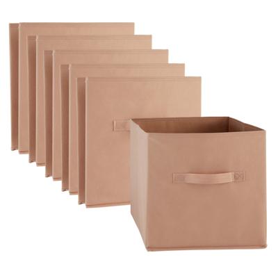 Opbergmand/kastmand Square Box - 6x - karton/kunststof - 29 liter - terra - 31 x 31 x 31 cm