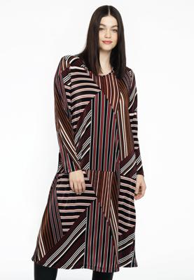 Yoek Jurk plissé STRIPES | Zwart | Maat 54/56