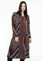 Yoek Jurk plissé STRIPES | Zwart | Maat 46/48