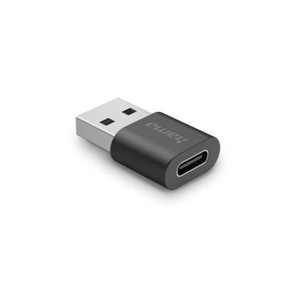 Hama USB Adapter USB-A Plug - USB-C Socket USB 3.2 Gen2 10 Gbit/s Oplader Zwart