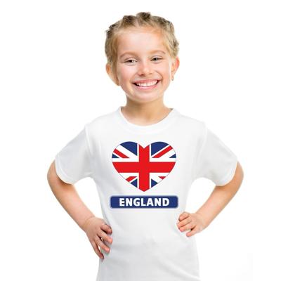 Engeland Supporters t-shirt - kinderen - hartjes vlag - wit - korte mouwen - sport - kleding Engeland Supporters t-shirt - kinderen - hartjes vlag - wit - korte mouwen - sport - kleding