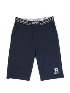 Balmain Kids short à taille logo - Bleu