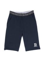 Balmain Kids short à taille logo - Bleu