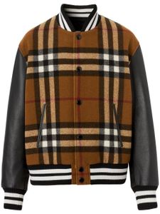 Burberry veste bomber imprimée à manches en cuir - Marron