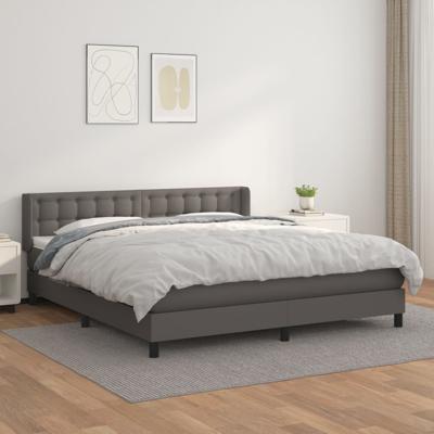 Boxspring met matras kunstleer grijs 180x200 cm