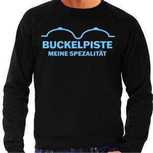 Apres ski sweater heren - buckelpiste - zwart - glitter blauw - wintersport - skieen/snowboarden