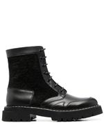 Ferragamo bottines en cuir à empiècements - Noir