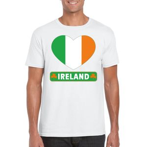 Ierland hart vlag t-shirt wit heren